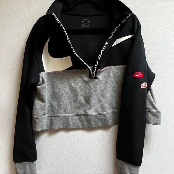 Nike Pro Get Fit Icon 1/2 zip cropped sweatshirt Sz XL - Picture 3 of 9